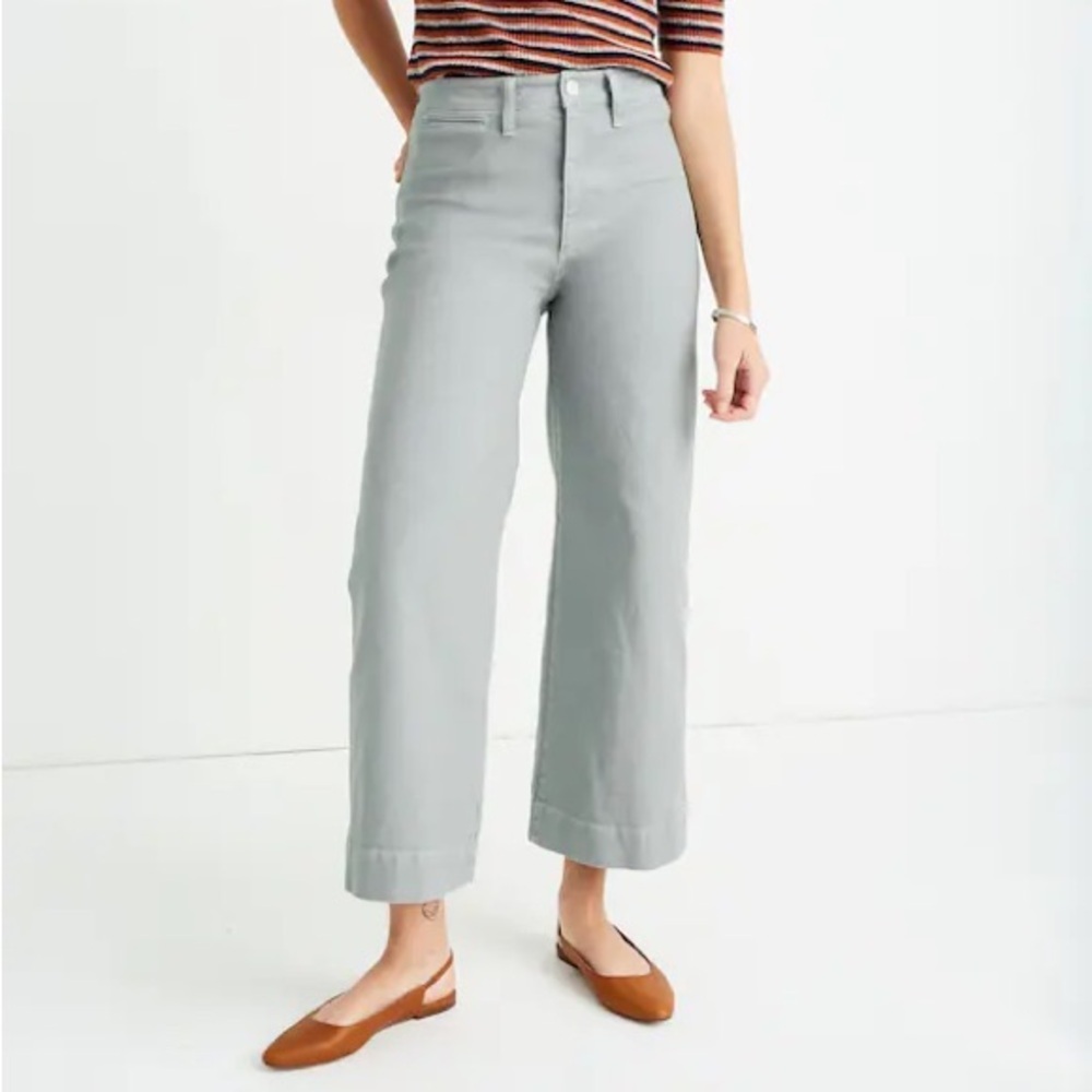 Madewell Emmett Wide Leg Crop Pants Canvas in Blue Horizon Size 23